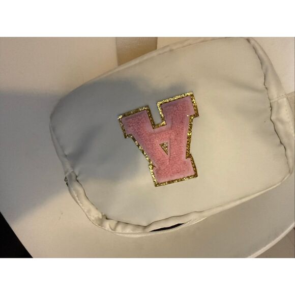 Women's Initial Letter A Patch Fanny Pack Crossbody Belt Bag White - Picture 5 of 5